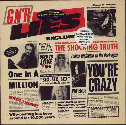 Guns N Roses GN'R Lies - 1st Uncensored Sleeve - Double